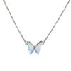 Colar de pingente de borboleta de strass gradiente a laser feminino verão único doce coração feminino todos os jogos colar de corrente de clavícula