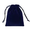 Venta al por mayor de una nueva bolsa de terciopelo azul zafiro, bolsa para guardar joyas, bolsa con cordón y brocado de terciopelo.