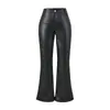 Calça de Couro Sexy Estilo Europeu e Americano 2026 Novo Modelo Motociclista Streetwear Americano Elástica de Perna Reta Flare