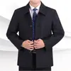 Roupas Masculinas de Meia-Idade Primavera e Outono Casaco Casual de Negócios Outono e Inverno Roupas de Pai Jaqueta Masculina Solta Gola Lapela Top