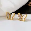Brincos de tarraxa de aço titânio com borboleta, temperamento de nicho, brincos vintage, brincos de linha para ouvido de celebridade da internet, joias para ouvido feminino, atacado