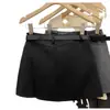 Falda de Traje Gris para Primavera y Verano para Mujer Vestido Cruzado Hot Girl Petite Cintura Alta Adelgazante Temperamento Falda de Línea A