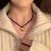 Collar de girasol con cuentas de colores para mujer, con carita sonriente de dibujos animados, cadena de clavícula que combina con todo, accesorio moderno 2022, nuevo anillo de dedo con comida