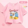 Nueva Camiseta de Manga Corta de Algodón Puro para Niñas Verano 2025, Elegante Top Estilo Coreano para Niños y Niñas Mayores, Manga Media Delgada
