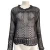 Primavera e Verão Europeu e Americano Novo Suéter Tricotado Vazado de Manga Comprida Ajustado Vestido de Praia Transfronteiriço Gola Redonda Blusa Tricotada Suéter Protetor Solar para Mulheres