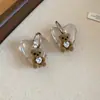 Set de Joyería de Colgante de Corazón de Resina de Circonita Súper Brillante con Oso de Peluche y Perlas, Joyería de Diseño Lindo Estilo Nicho