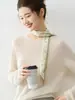 75% Cachemira 25% Seda de Morera Otoño/Invierno Sin Costuras Estilo Perezoso Cuello Redondo Suéter de Punto para Mujer Holgado Estilo Old Money Ropa Interior