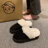 Pantuflas de algodón cálidas y de suela blanda para mujer, para uso en casa, otoño e invierno 2026, de suela gruesa, que aumentan la altura, de felpa, peludas, de punta cerrada, para usar en exteriores.