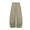 Oso Mágico 2026 Nuevos Pantalones Casuales de Calle Estilo Americano Ligeros Rectos Adelgazantes con Patrón Cruzado y Pedrería Pierna Ancha
