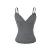 Camisole Sexy de Gola V Listrada para Garota Popular 2026 Verão Novo Elegante Versátil Slim-Fit Top Curto Básico