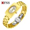 Reloj de Aleación Ofns es Compacto y Exquisito, Reloj de Cuarzo para Mujer Estilo Negocios con Patrón Rayos de Sol, Reloj Simple Cuadrado, Venta Directa