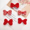 Serie Roja de Año Nuevo Felpa Tela Estilo Chanel Cuadros Lazo DIY Pasador para el Cabello Infantil Accesorios para Bolsas de Ropa