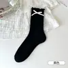 Meias de Borda de Cogumelo Verão Fina Feminina Recorte de Coração Cor Doce Meias Laço Jk Lolita Meias de Meia Panturrilha Verão
