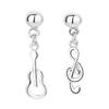 Brincos de Notas de Gato Antigo Fofos Mini Assimétricos Distintivos Brincos de Guitarra Pequena para Estudantes de Arte Mulheres