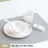 Conjunto de Louça Cerâmica com Borda Dourada Novo Restaurante Chinês Hotel Clube Sala de Jantar Comercial Conjunto de Três Peças com Tigela e Prato
