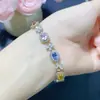 Pulsera de Zafiro Natural Popular y Colorida Plata S925 Piedra Principal para Mujer 4*6mm Venta Caliente Dropshipping Transfronterizo