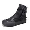 [Precio del Evento 140] Botines Cortos de Piel Genuina de Vacuno de Primera Capa Vintage con Cuerda de Cáñamo y Suela Plana para Otoño e Invierno, Botas Romanas