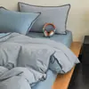 Conjunto de Cama de Algodão Puro Xadrez Casual Quatro Peças 100% Algodão Cobertura de Colcha para Dormitório Estudantil Conjunto de Três Peças para Todas as Estações 4
