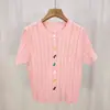 Suéter de Punto Juvenil con Botones Arcoíris de Nuevo Diseño para Primavera y Verano, Cuello Redondo, Top Energético y Dulce de Manga Corta