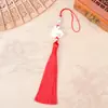 Colgante de Borla Larga de Vinagre Conejo de Jade Blanco de Mediados de Otoño Colgante de Bolsita Estilo Antiguo DIY Bolsas Accesorios Hanfu Venta al por Mayor