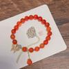 Nueva Pulsera de Ágata Roja Mariposa para Mujer Exquisita Pulsera de Moda de Ágata de 8 mm con Cuentas Viaje Novia Pulsera de Templo