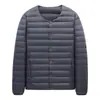 90 Plumas de Pato Branco Gola Redonda Jaqueta de Penas Masculina e Feminina Leve Fina 2025 Marca Tendência Inverno Marca Tendência Juventude Meia-idade Jaqueta Transfronteiriça Masculina