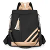 Mochila Antirrobo para Mujer 2025 Nueva Moda Bloqueo de Color Mochila de Cuero Suave para Viajes Urbanos Bolsa Escolar Multiusos