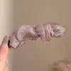 Pinza banana de satén plisado estilo francés para recogidos de mujer, pasador grande para coletas altas, pinza de agarre vertical con un toque de alta gama
