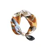 Lenço de Seda com Estampa Pied-de-Poule de Luxo Leve, Lenço Quadrado, Colar de Pérolas, Lenço Magnético Triangular, Lenço Preguiçoso, Lenço de Pescoço com Pingente
