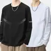 Camiseta de manga larga para hombre, capa interior de otoño para hombre, camiseta base elástica de corte holgado, camiseta estampada estilo coreano ins para hombre