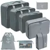 Set organizador de viaje premium, incluye 11 piezas: bolsas para guardar ropa, bolsas con cordón, bolsas para cosméticos y artículos de tocador, y bolsas de malla plegables para almacenamiento