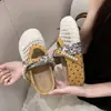 Pantuflas de Plataforma Tejidas con Diseño de Lunares, Medias Pantuflas de Malla Hueca Estilo Birkenstock, Moda Verano 2026 Nuevo Estilo de Punta Cerrada