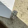 Anillo de Plata de Ley S925 Hueco Antiguo Zirconio Verde Diseño de Nicho Joyería Ligera Patrón Simple de Moda Anillo Abierto
