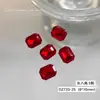 Rinestones Súper Brillantes Rojos para Uñas, Cubo de Azúcar, Corazón Inclinado, Cristales Cuadrados Gruesos con Base Cónica, Rinestones Rojos Chinos Versátiles de Lujo Ligero para Uñas