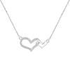 Colgante de Corazón Doble de Plata Pura S999 Estilo Coreano Moda Collar de Circonita Corazón Dulce Estilo Frío Collar de Clavícula de Plata Esterlina