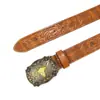 Procesamiento y Personalización de Cinturón de Mezclilla Occidental Transfronterizo Cabeza de Toro Hebilla Grande Retro Punk para Jóvenes Cinturón de Cuero Pu