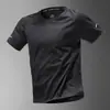 Camiseta de Secagem Rápida Masculina Seda de Gelo Verão Fina Esportiva Manga Curta Solta Roupas Fitness Treinamento Roupas de Corrida Novos Tops