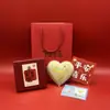 Insignia Corporativa Personalizada Logo Oro Puro 999 Pastel de Corazón Dulce Regalo de Confesión para Novia Lote de Oro Shuibe