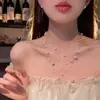 Collar multicapa de cristal y perlas estilo coreano, diseño de nicho, cadena de clavícula de alta gama, nuevo modelo 2026, accesorio elegante y de lujo ligero
