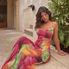 Ropa de Mujer Europea y Americana Otoño 2026 Nueva Moda Estampado Sexy Estilo Vacacional Delgado Espalda Descubierta con Tirantes Vestido