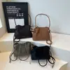 Bolso de cubo casual con cordón estilo vintage para mujer, bolso de hombro y cruzado versátil de alta gama de nicho para otoño, para ir al trabajo