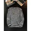 Camiseta Retro Americana Estilo Preguiçoso Gola V Manga Longa Unissex Outono Solta Casual Versátil Top Listras da Moda