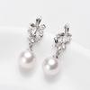 Pendientes de plata de ley S925 para mujer, moda coreana, pendientes de hojas dulces, flores de perla, fabricantes de joyas de oreja vacía DIY