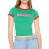 Camiseta de verano y otoño con bordado de letras en colores contrastantes, corte entallado, costura en el ombligo, tendencia urbana europea y americana.