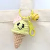 Pingentes de Boneca Crochê Feitos à Mão, Enfeites de Sorvete Crochê com Lã, Pingentes de Chaveiro Tricotados, Acessórios para Bolsa
