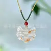 Pingente de Máscara de Raposa de Calcedônia Tipo Gelo Natural Ágata Rosa Máscara de Raposa Colar Novo Estilo Chinês Pingente de Raposa