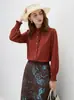 Elegante Camisa Estilo Commuter Nueva Moda Primavera 2026 para Mujer con Cuello Alto Volanteado Top Chic y Noble para Damas