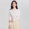 Estilo Novo Primavera 2026 Camisa Feminina Manga Longa Slim Fit Roupa de Trabalho Estilo Coreano Simples Profissional Camisa Base Branca