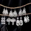 Pendientes Largos con Borlas de Imitación Plata Miao Estilo Étnico para Mujer, Mariposa Pavo Real Flor Pendientes Largos, Pendientes Estilo Bohemio para Fotografía de Viaje