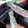 Moda Flor Mujer Nuevo Melocotón Protector Solar Manga de Seda Helada Holgada Estilo Coreano Versátil Conducción Montar al Aire Libre Protector de Brazo